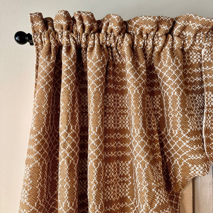 Nantucket Mustard and Creme Woven Lined Long Swag Curtains 63" - Primitive Star Quilt Shop