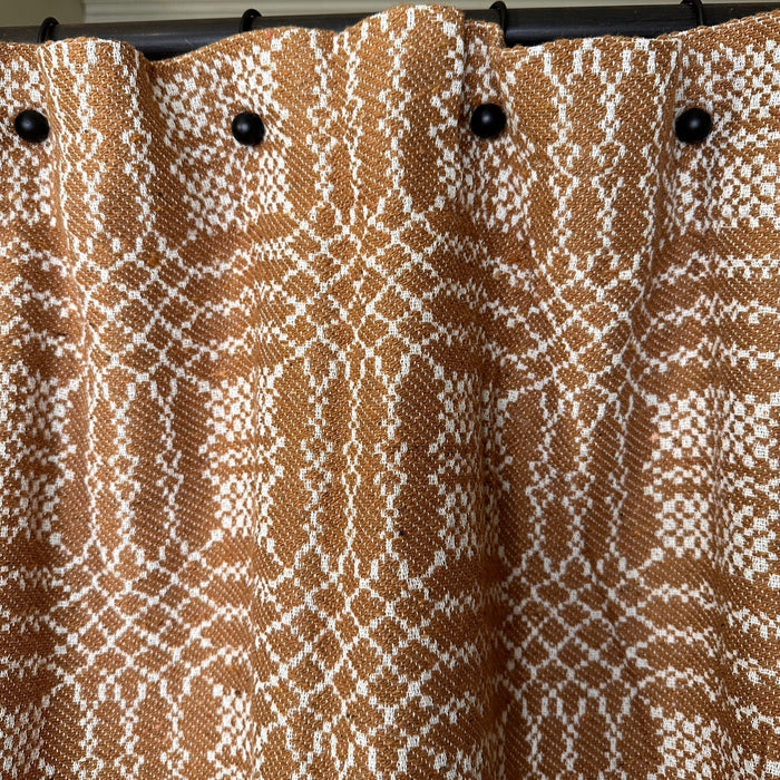 Nantucket Mustard and Creme Woven Shower Curtain - Primitive Star Quilt Shop
