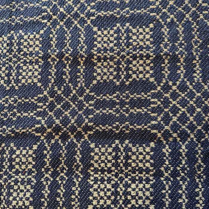 Nantucket Navy and Tan Woven Small Table Cloth 34" - Primitive Star Quilt Shop