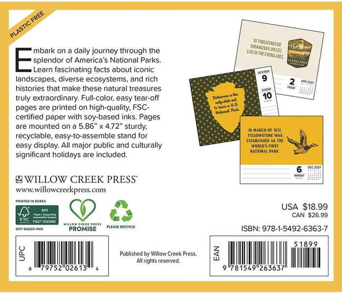 National Park Trivia - 2027 Box Calendar | Willow Creek Press