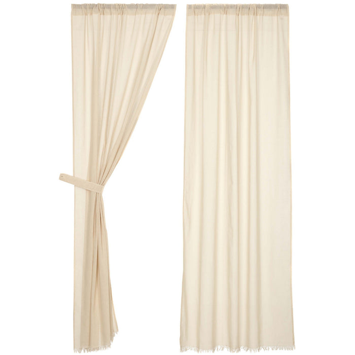 Natural Fringed Tobacco Cloth Panel Curtains 84" - Primitive Star Quilt Shop