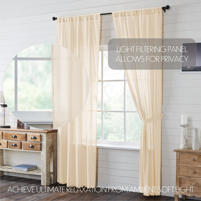 Natural Fringed Tobacco Cloth Panel Curtains 96" - Primitive Star Quilt Shop
