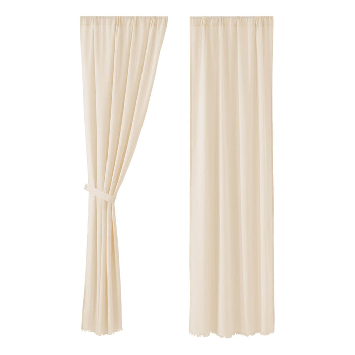 Natural Fringed Tobacco Cloth Panel Curtains 96" - Primitive Star Quilt Shop