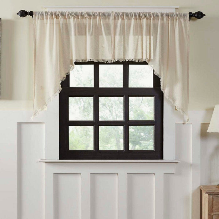 Natural Fringed Tobacco Cloth Swag Curtains - Primitive Star Quilt Shop