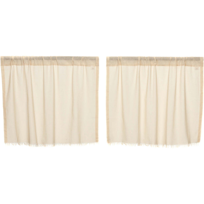 Natural Fringed Tobacco Cloth Tier Curtains 24" - Primitive Star Quilt Shop