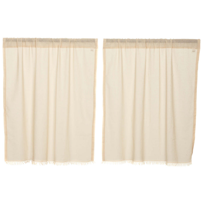 Natural Fringed Tobacco Cloth Tier Curtains 36" - Primitive Star Quilt Shop