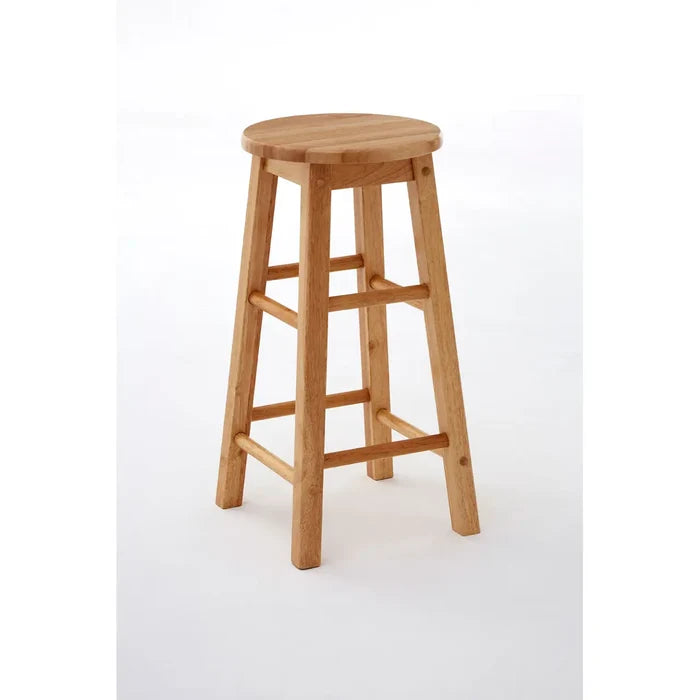 Natural Hevea Wood Rubberwood Bar Stool - Modern Home Interiors