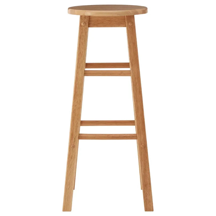Natural Hevea Wood Rubberwood Tall Bar Stool - Modern Home Interiors