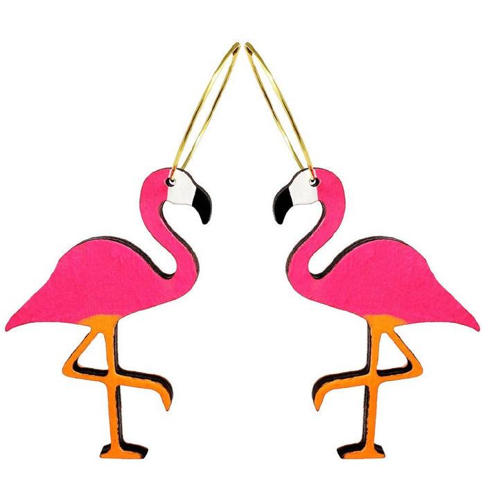 Neon Flamingo Hoops Earrings