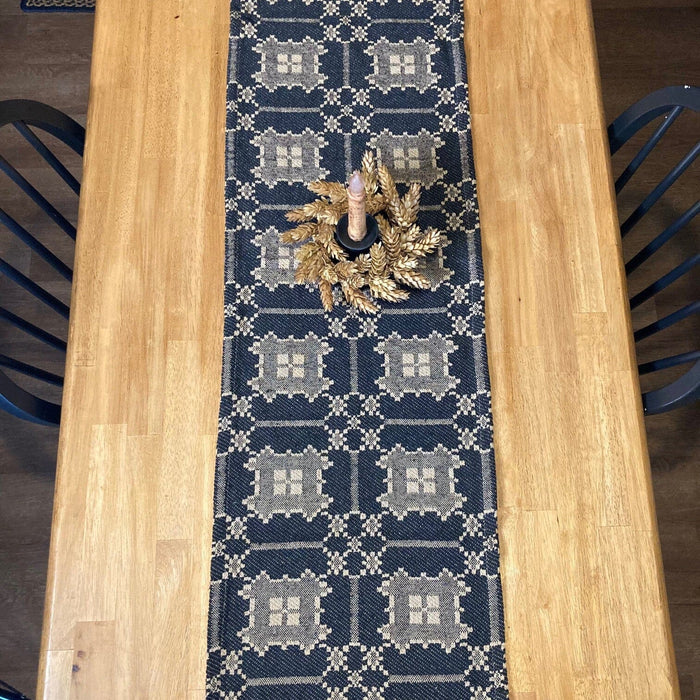 Newbury Black and Tan Woven Table Runner 56" - Primitive Star Quilt Shop