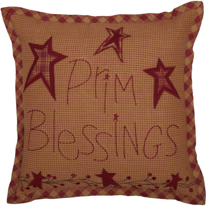 Ninepatch Star Prim Blessings Pillow 12" - Primitive Star Quilt Shop