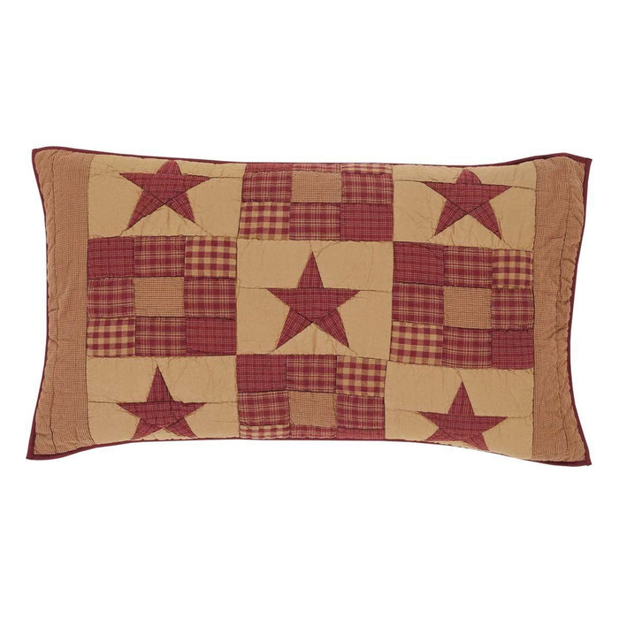 Ninepatch Star Quilted King Sham 21x37" - Primitive Star Quilt Shop