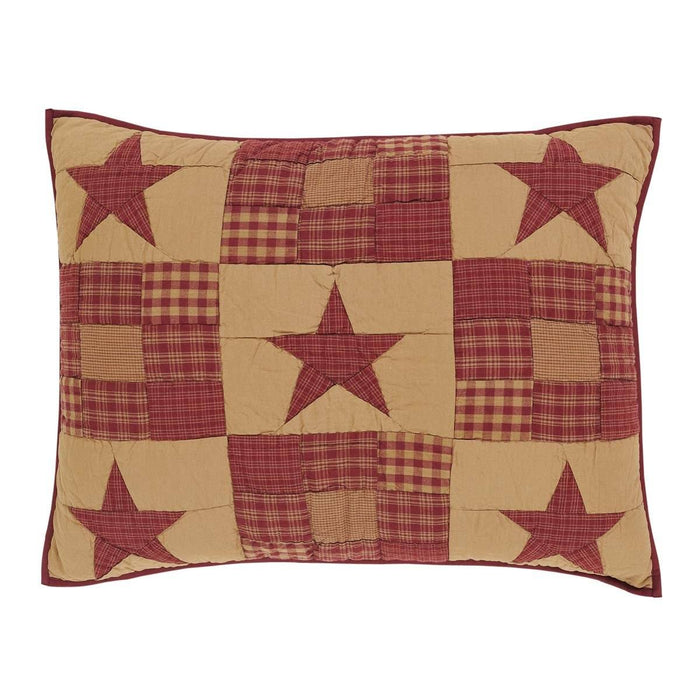 Ninepatch Star Quilted Standard Sham 21x27" - Primitive Star Quilt Shop