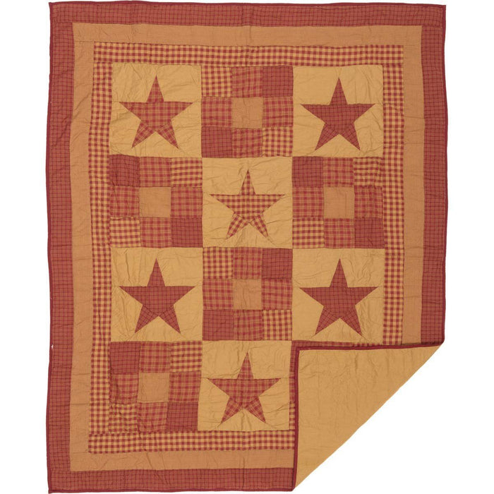 Ninepatch Star Quilted Throw - Primitive Star Quilt Shop