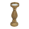 Ornate Wooden Candle Holder with Gold Finish 3.5"D x 11"H