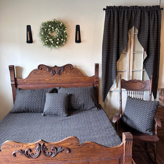 Packsville Rose Black and Tan Woven Coverlet - Primitive Star Quilt Shop