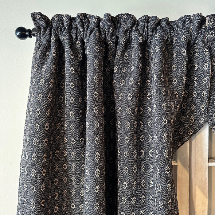 Packsville Rose Black and Tan Woven Lined Long Swag Curtains 63" - Primitive Star Quilt Shop