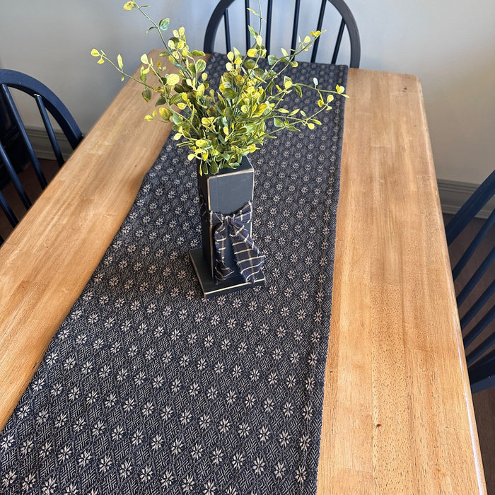 Packsville Rose Black and Tan Woven Table Runner 56" - Primitive Star Quilt Shop