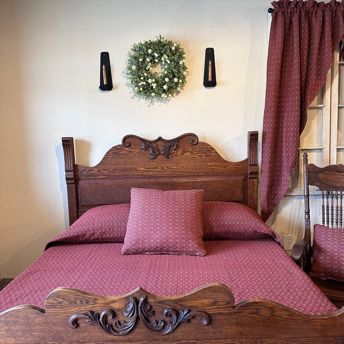 Packsville Rose Colonial Red and Tan Woven Coverlet - Primitive Star Quilt Shop