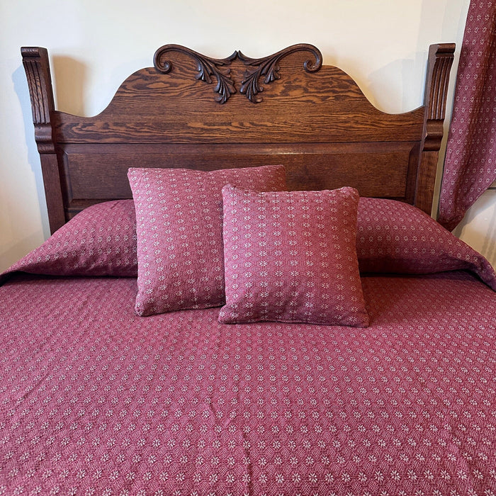 Packsville Rose Colonial Red and Tan Woven Coverlet - Primitive Star Quilt Shop