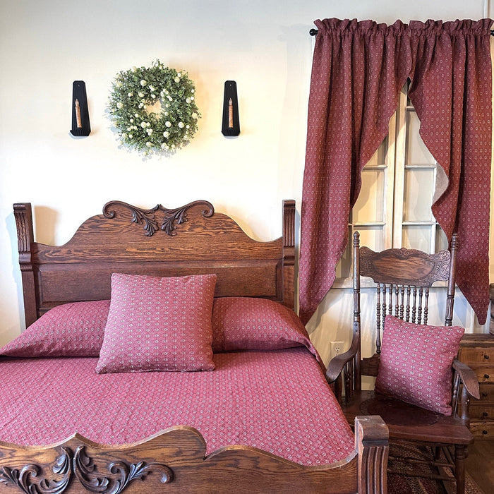 Packsville Rose Colonial Red and Tan Woven Coverlet - Primitive Star Quilt Shop