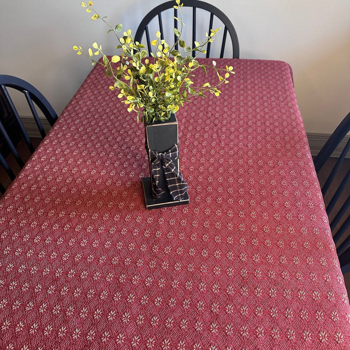 Packsville Rose Colonial Red and Tan Woven Table Cloth 52x52" - Primitive Star Quilt Shop