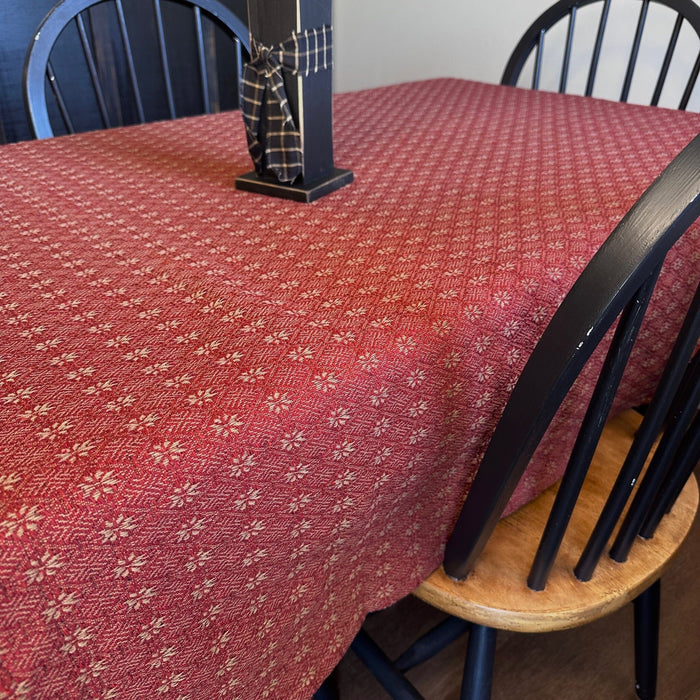 Packsville Rose Colonial Red and Tan Woven Table Cloth 52x52" - Primitive Star Quilt Shop