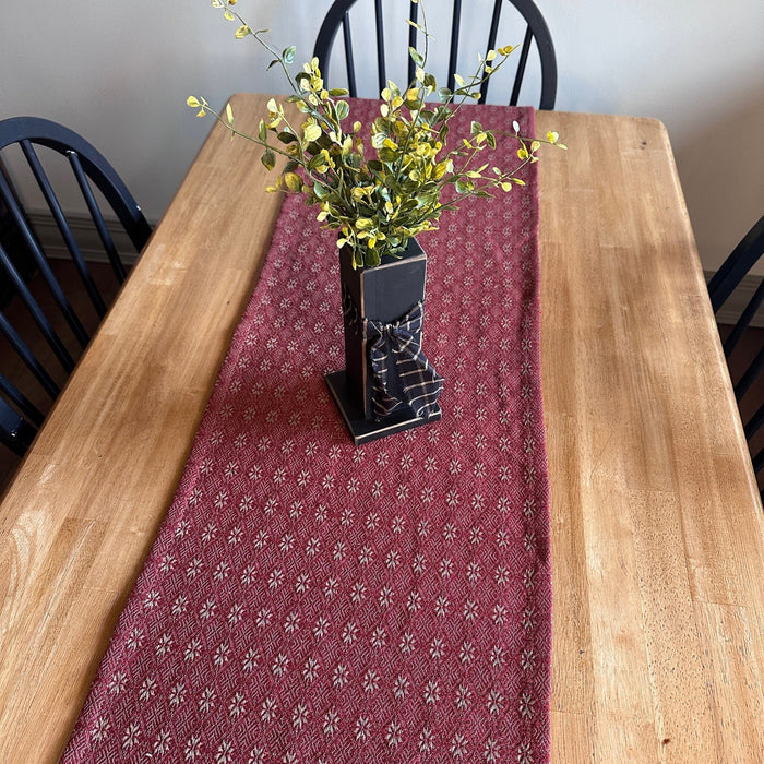 Packsville Rose Colonial Red and Tan Woven Table Runner 56" - Primitive Star Quilt Shop