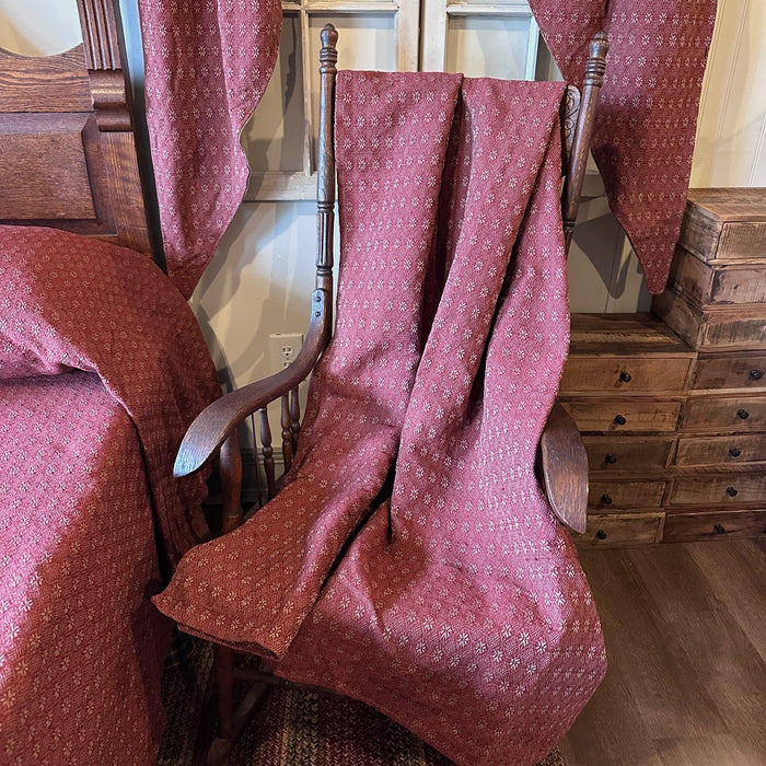 Packsville Rose Colonial Red and Tan Woven Throw - Primitive Star Quilt Shop