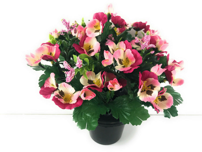 Pansy Artificial Flower Grave Crem Pot