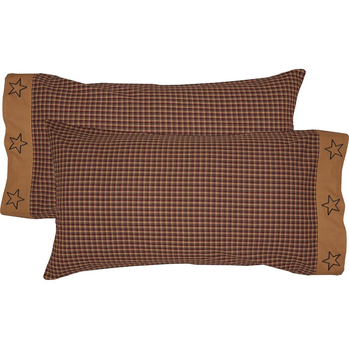 Patriotic Patch King Pillow Case - Set of 2 - Primitive Star Quilt Shop