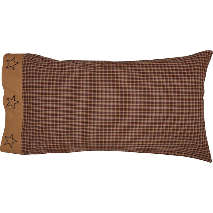 Patriotic Patch King Pillow Case - Set of 2 - Primitive Star Quilt Shop