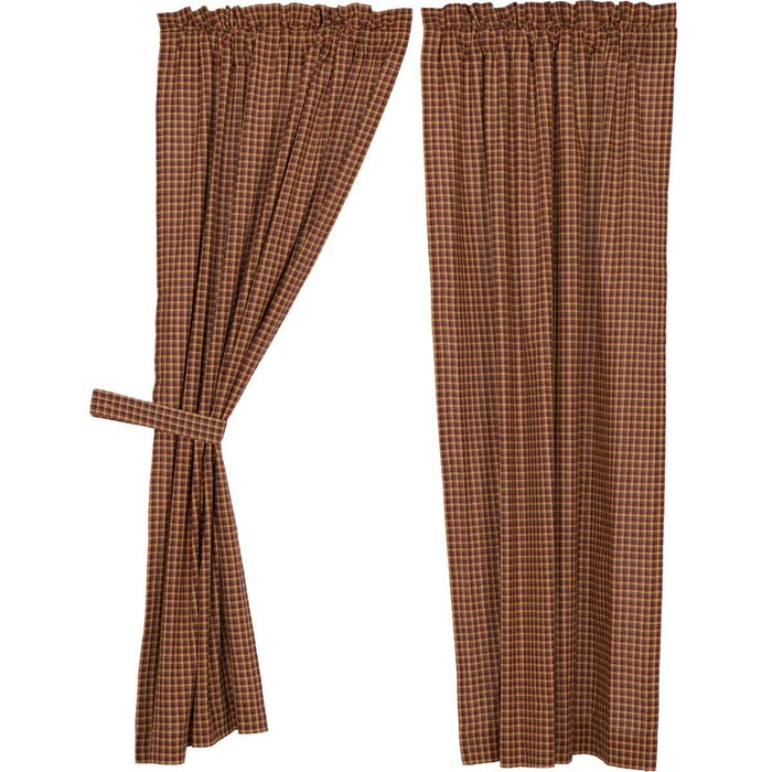 Patriotic Patch Lined Short Panel Curtains 63" - Primitive Star Quilt Shop