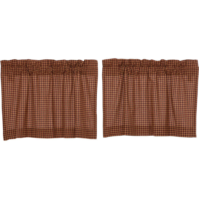 Patriotic Patch Lined Tier Curtains 24" - Primitive Star Quilt Shop