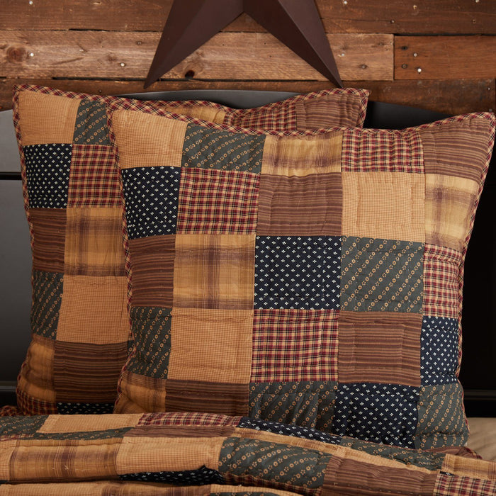 Patriotic Patch Quilted Euro Sham 26x26" - Primitive Star Quilt Shop