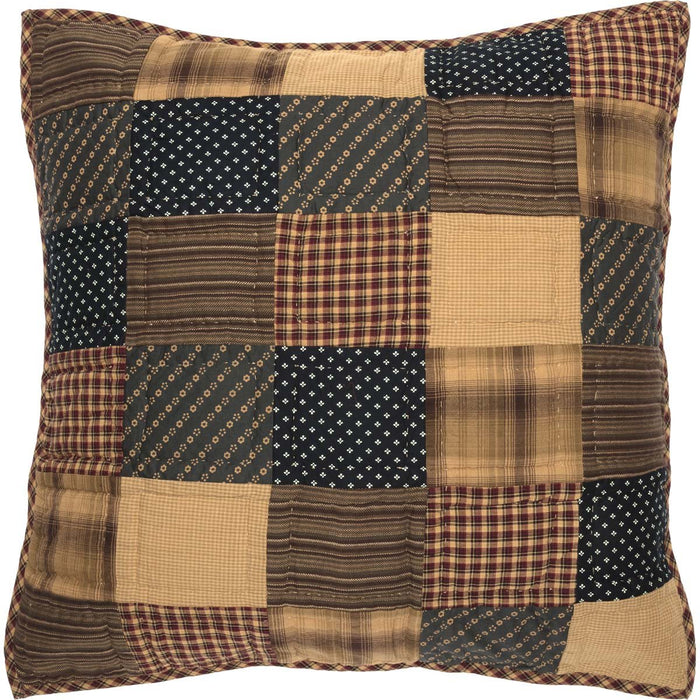 Patriotic Patch Quilted Euro Sham 26x26" - Primitive Star Quilt Shop