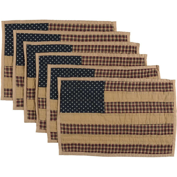 Patriotic Patch Quilted Flag Placemat - Set of 6 - Primitive Star Quilt Shop