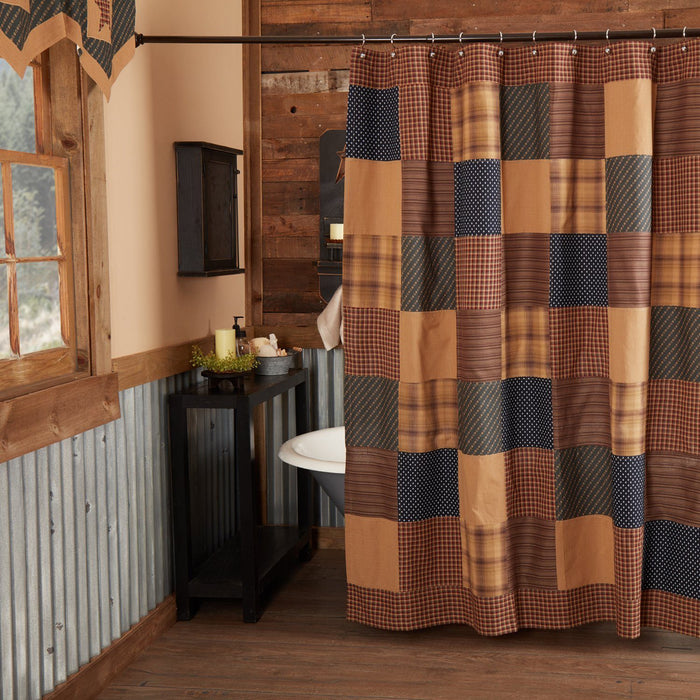 Patriotic Patch Shower Curtain - Primitive Star Quilt Shop