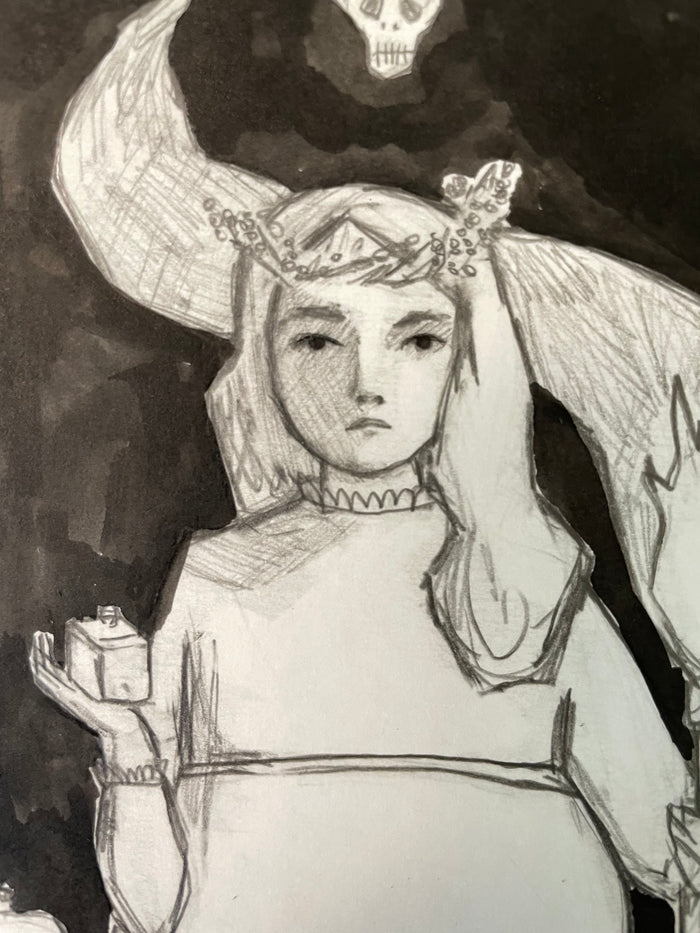Persephone - pencil and ink drawing