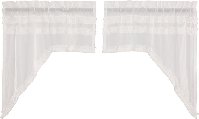 Petticoat Off White Ruffled Sheer Swag Curtains - Primitive Star Quilt Shop