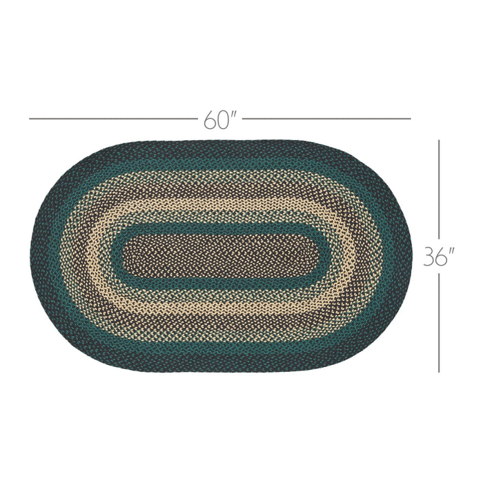 Pine Grove Oval Braided Rug 36x60" - with Pad - Primitive Star Quilt Shop