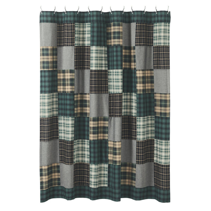 Pine Grove Patchwork Lined Shower Curtain - Primitive Star Quilt Shop