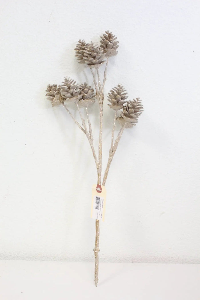 Pine/Cone Glitter Spray Gold-Champagne 20"