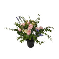 Pink - Deluxe Country Style Memorial Grave Pot - Rose Eucalyptus Greenery