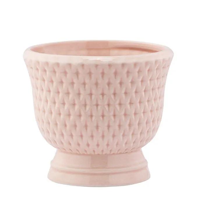 Napco Pink Dimple Compote Planter 4.25"H - Planters Merchandise