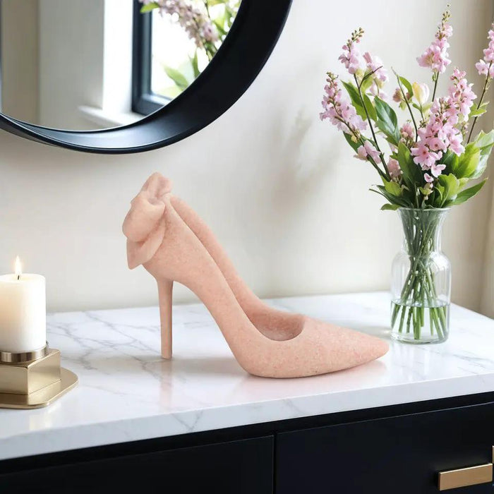 Sagebrook Pink Quartz Resin High Heel 9"W x 7"H - Figurines Merchandise