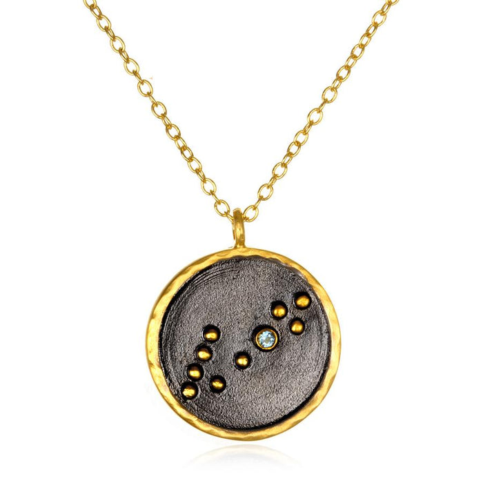 Pisces Zodiac Necklace Gunmetal
