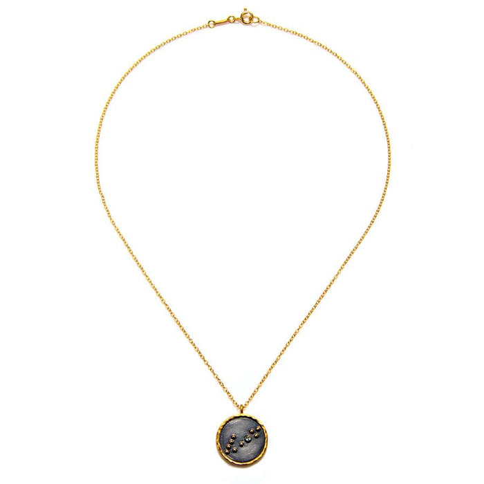 Pisces Zodiac Necklace Gunmetal