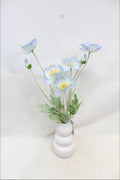 Supreme Poppy with Pot Blue 18" - Artificial Flowering Plants Silk