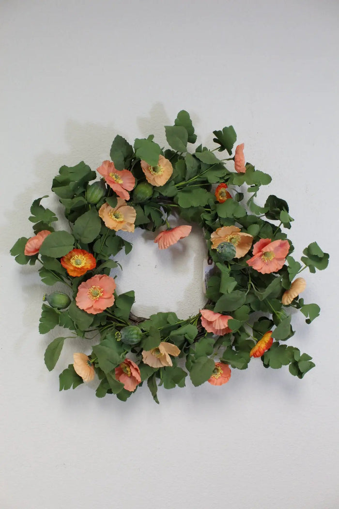 Poppy Wreath Coral 22"
